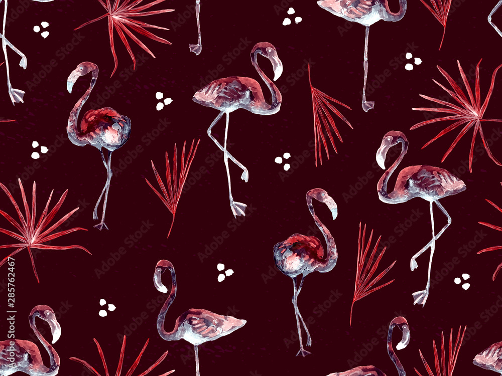 Large flamingo red hawaiian seamless pattern. Large flamingo red hawaiian seamless pattern.