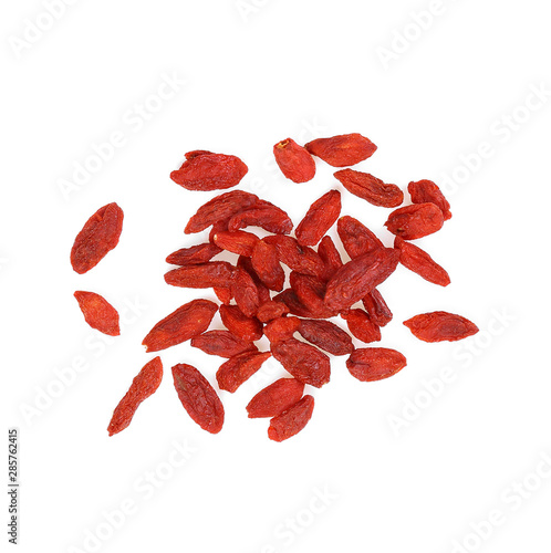 Quadro su tela heap of goji berries isolated on white background.top view