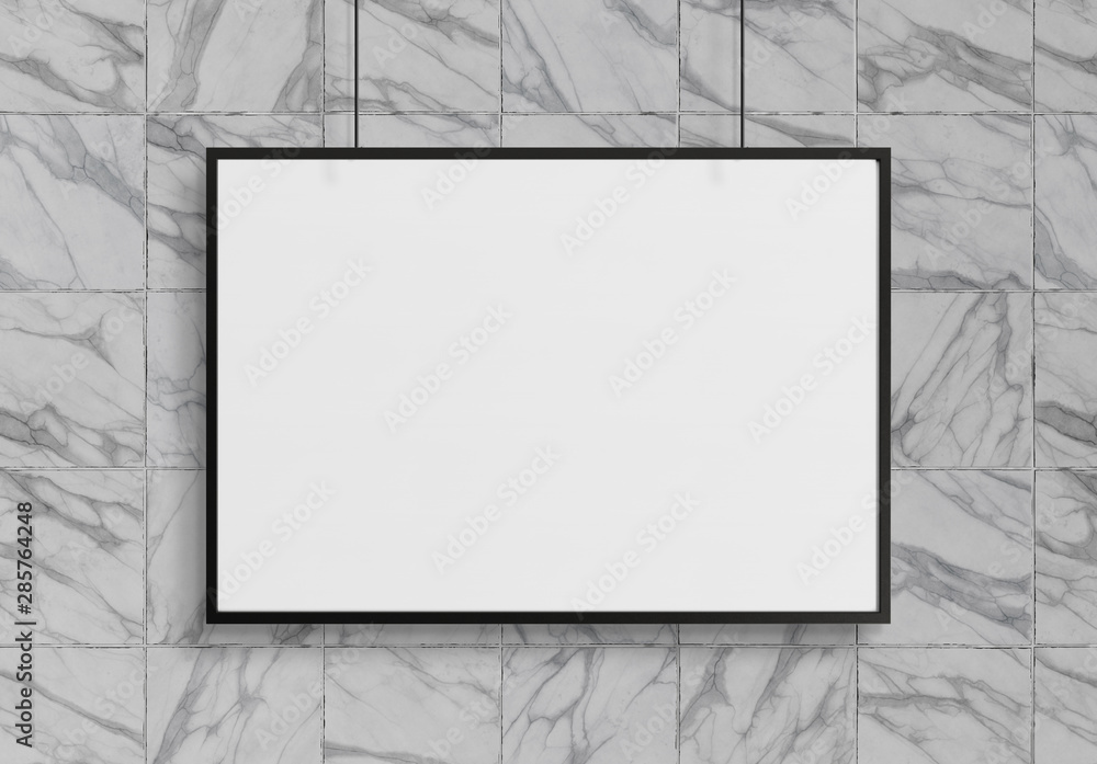 Black frame hanging mockup 3d rendering Black frame hanging mockup 3d rendering