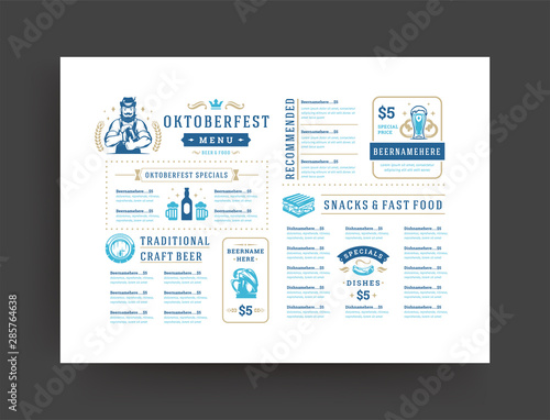 Oktoberfest menu vintage typography template beer festival celebration design vector illustration.