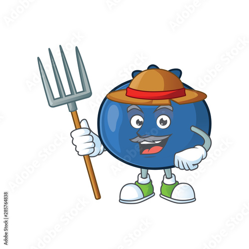 Farmer cute and fresh blueberry fruit character cartoon.