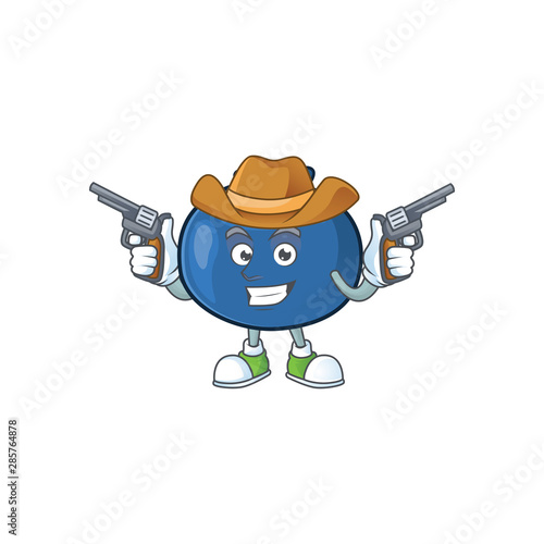 Cowboy cute and fresh blueberry fruit character cartoon.