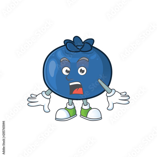 Surprised fresh blueberry character design with mascot