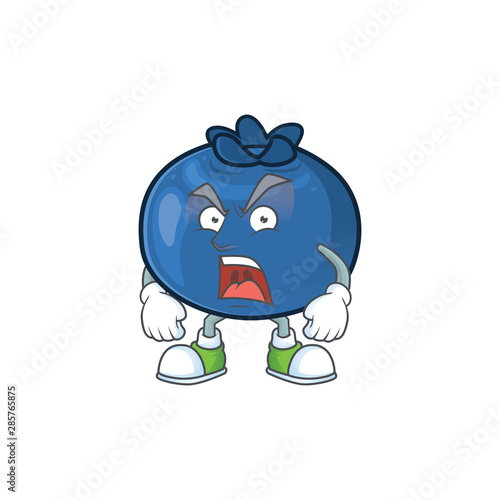 Angry fresh blueberry character design with mascot