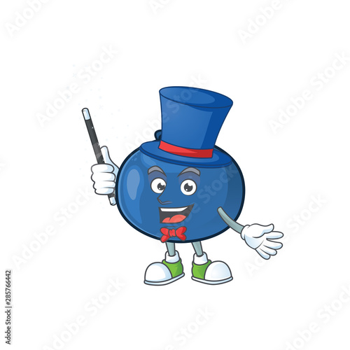 Magician cartoon sweet blueberry character on white background