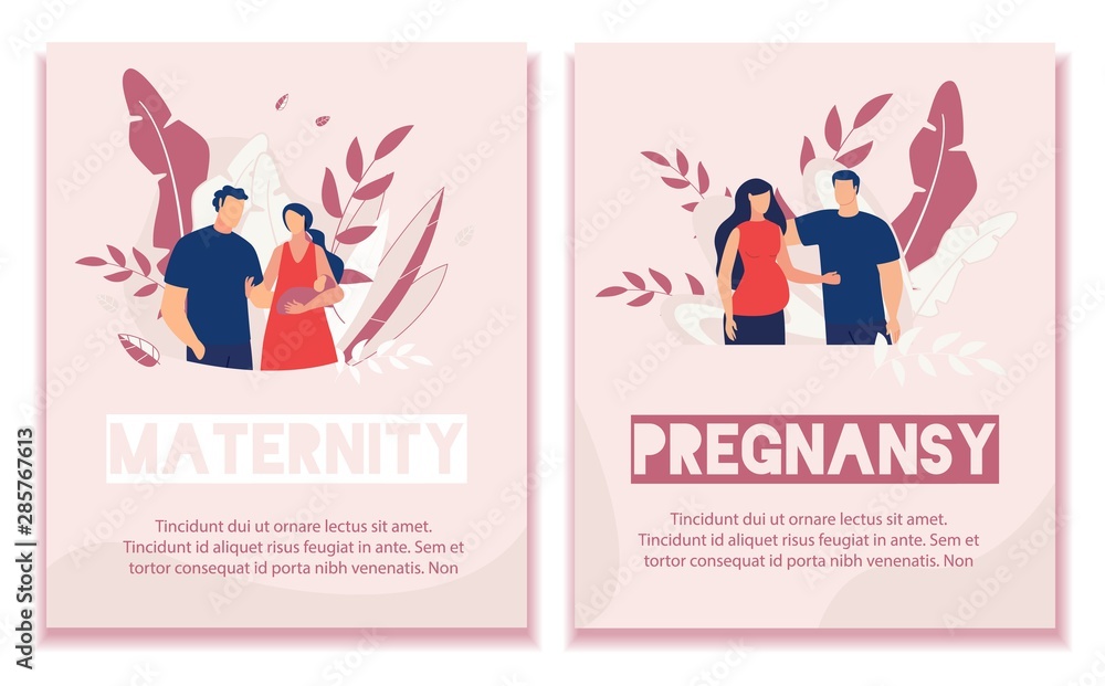 Text Banner Set Advertise Pregnancy and Maternity