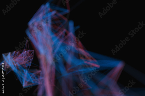 Technological structure lines with black background, 3d rendering.