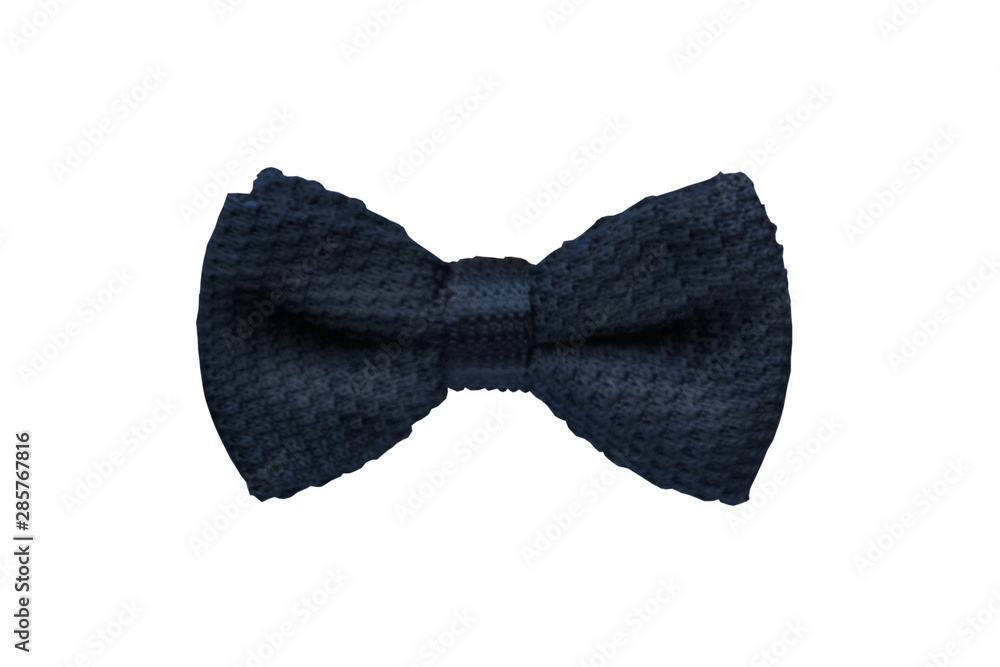 Blue satin fabric tuxedo bow tie isolated on white background. Blue satin fabric tuxedo bow tie isolated on white background.