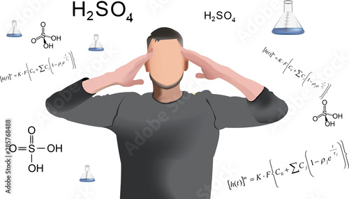 ragazzo preoccupato e pensieroso in difficoltà con le formule