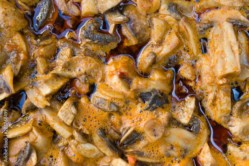 Closeup of thick mushroom stew