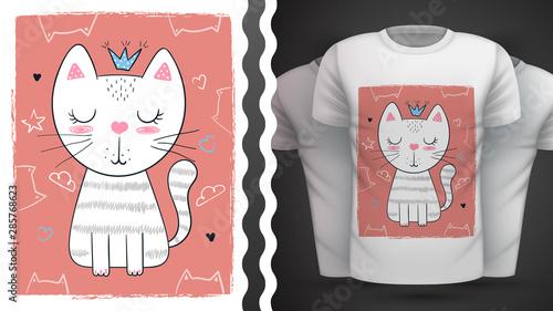 Cat, kitty - idea for print t-shirt.