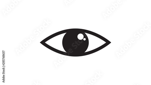 eye icon symbol opening and closing. eye blinking seamless loop with black background. 2d Animation motion graphics