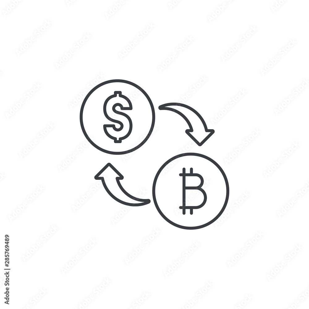 Dollar Currency Exchange Bitcoin Thin Line Symbol Icon Design Dollar Currency Exchange Bitcoin Thin Line Symbol Icon Design