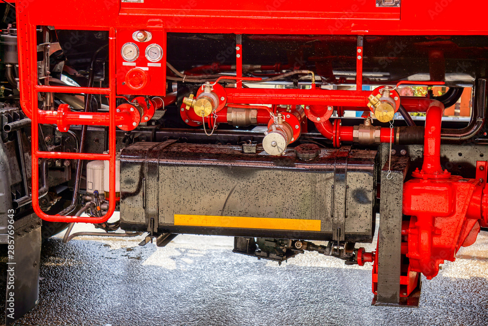 Water valve for connection to a fire hydrant and hoses to quench in fire truck. Water valve for connection to a fire hydrant and hoses to quench in fire truck.