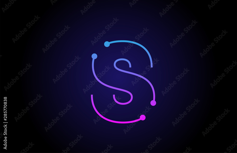 Fototapeta premium Alphabet letter logo icon design S in pink blue colors