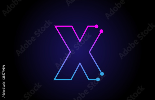 Alphabet letter logo icon design X in pink blue colors