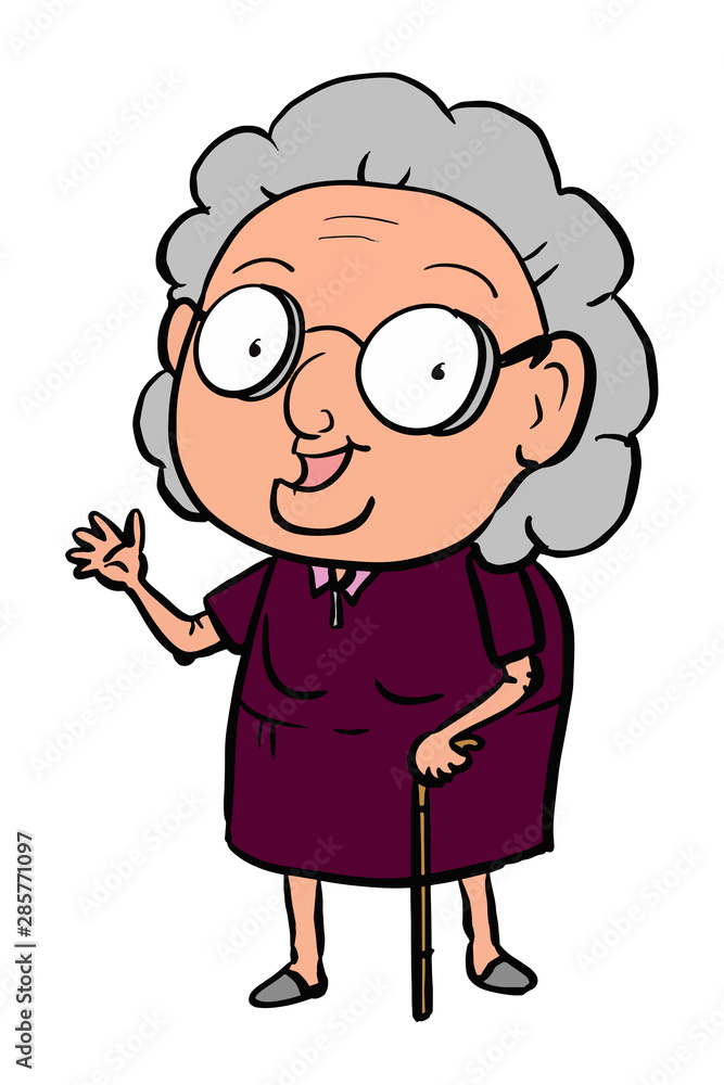 cute funny cartoon characters grey hair grandma illustration drawing  colorful. Stock Illustration | Adobe Stock
