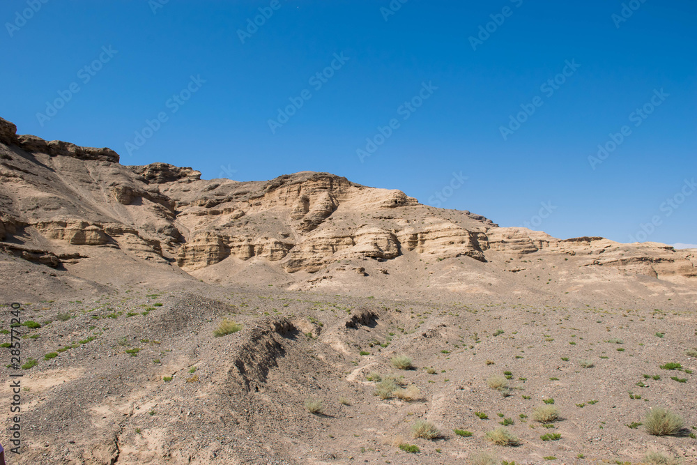 Rock in the sand in the sunlight