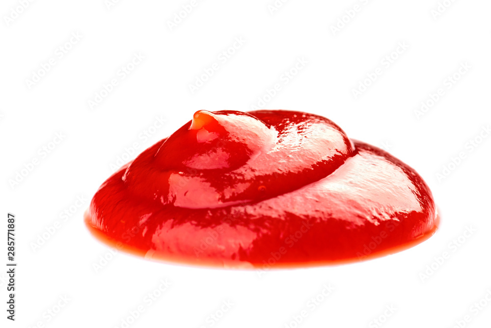 Red ketchup tomato sauce closeup isolated on white background Red ketchup tomato sauce closeup isolated on white background