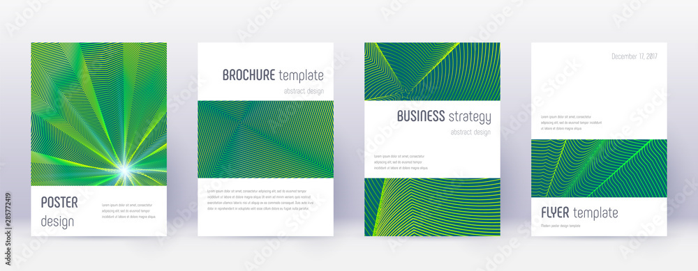 Minimalistic brochure design template set. Green a Minimalistic brochure design template set. Green a