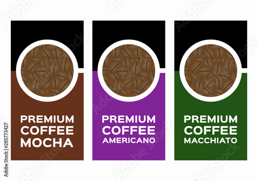 Types of coffee bean vector / coffee menu banner label infographic