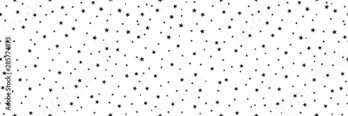 A wide stylish starry seamless pattern saver on white for interior design, background or your imagination. © yatsiuk