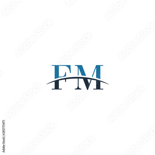 Initial letter FM, overlapping movement swoosh horizon logo company design inspiration in blue and gray color vector