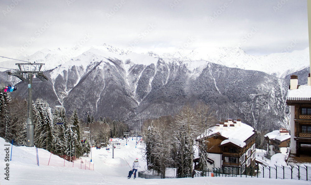  skiing village mountains of the Caucasus