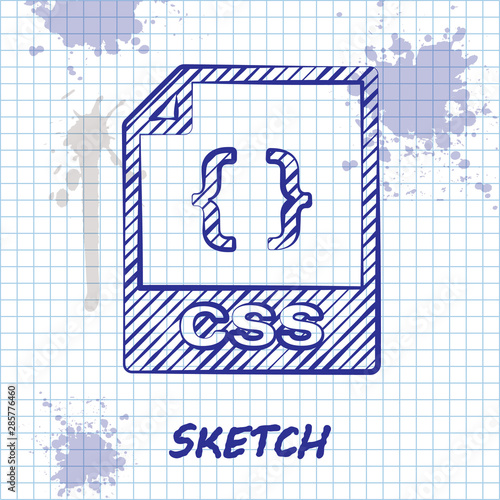 Sketch line CSS file document. Download css button icon isolated on white background. CSS file symbol. Vector Illustration