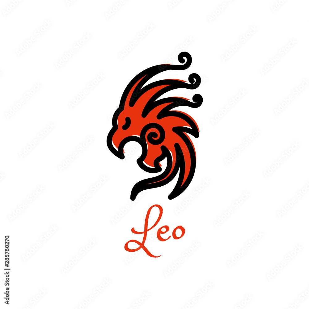 leo logo design in flat style, zodiac template