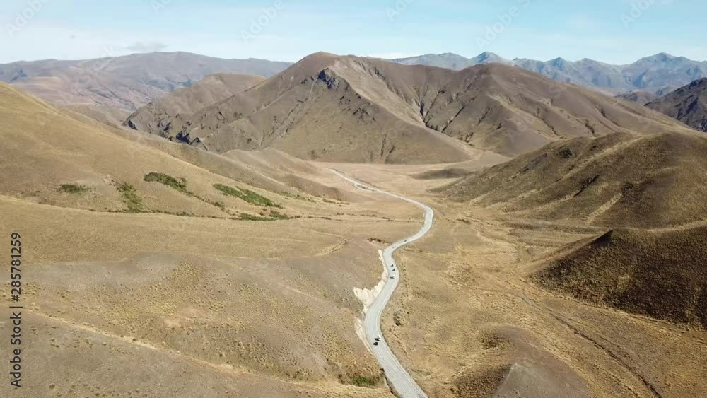 Aerial view Lindis Pass, South Island, New Zealand Aerial view Lindis Pass, South Island, New Zealand