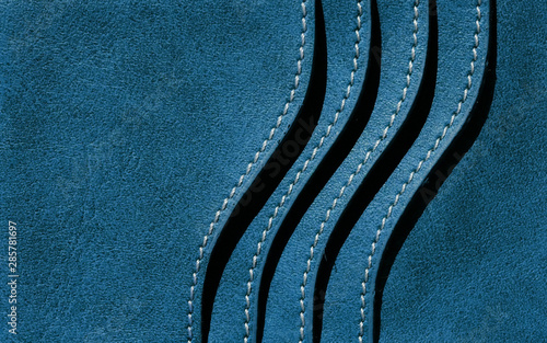 Fotografie blue leather of wallet with card slot texture