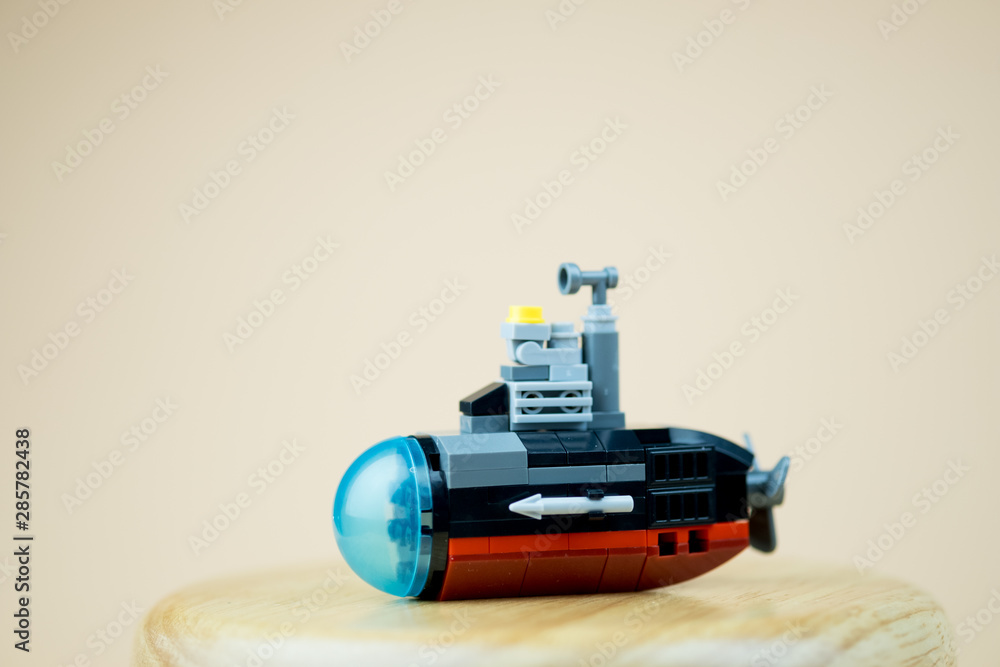 Miniature plastic toy submarine Miniature plastic toy submarine