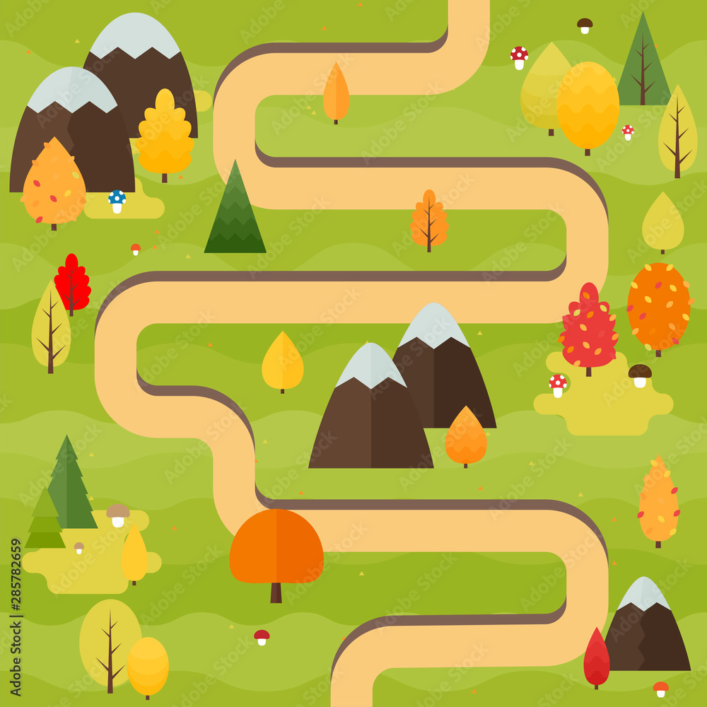 Fototapeta premium Autumn forest village landscape 