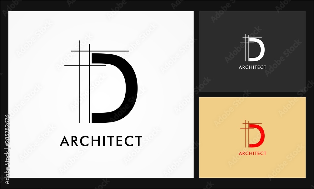 d architect vector logo - obrazy, fototapety, plakaty 