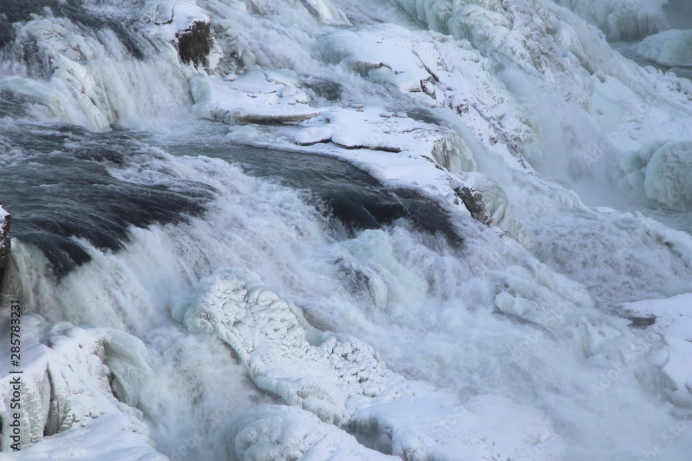 Waterfall Gullfoss, Golden Circle, Iceland in Winter