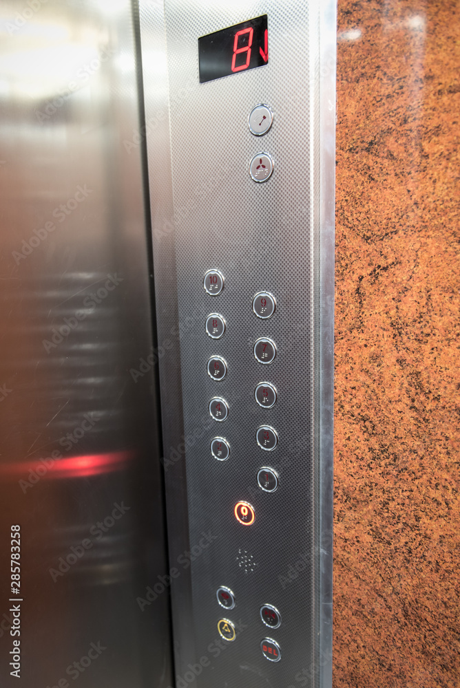 control panel in elevator going down control panel in elevator going down
