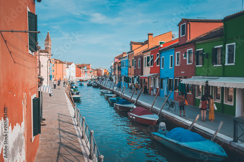 Fototapeta Naklejka Na Ścianę i Meble -  Canal street in Murano Italy with boats