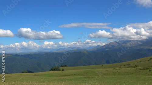 Wallpaper Mural Mountains scenes and valley in national park of Dombay, Caucasus, Russia. Summer landscape, sunshine weather, blue sky and sunny day Torontodigital.ca