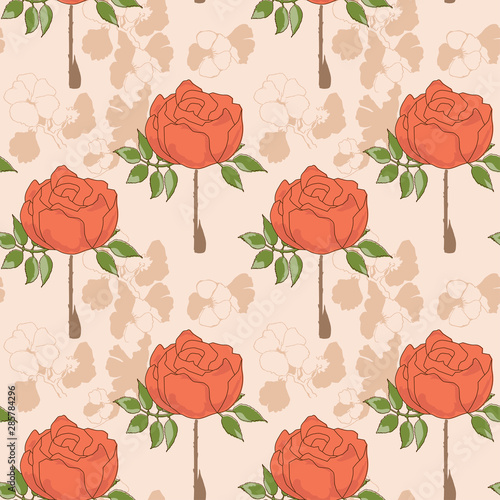 Floral seamless pattern  retro style roses