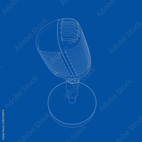 Outline vintage microphone vector © cherezoff