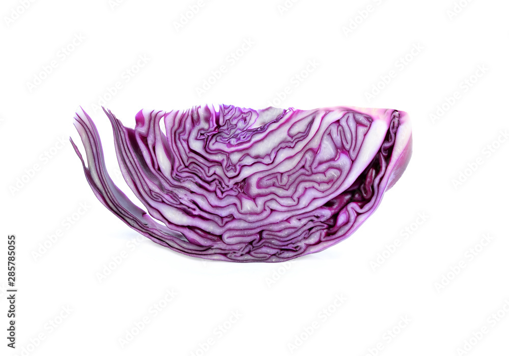 Purple cabbage slices on white background Purple cabbage slices on white background