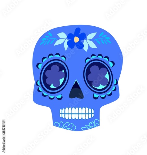 Decorative Colorful Skulls set day of the dead vector illustration. Mexican Dia de los Muertos.