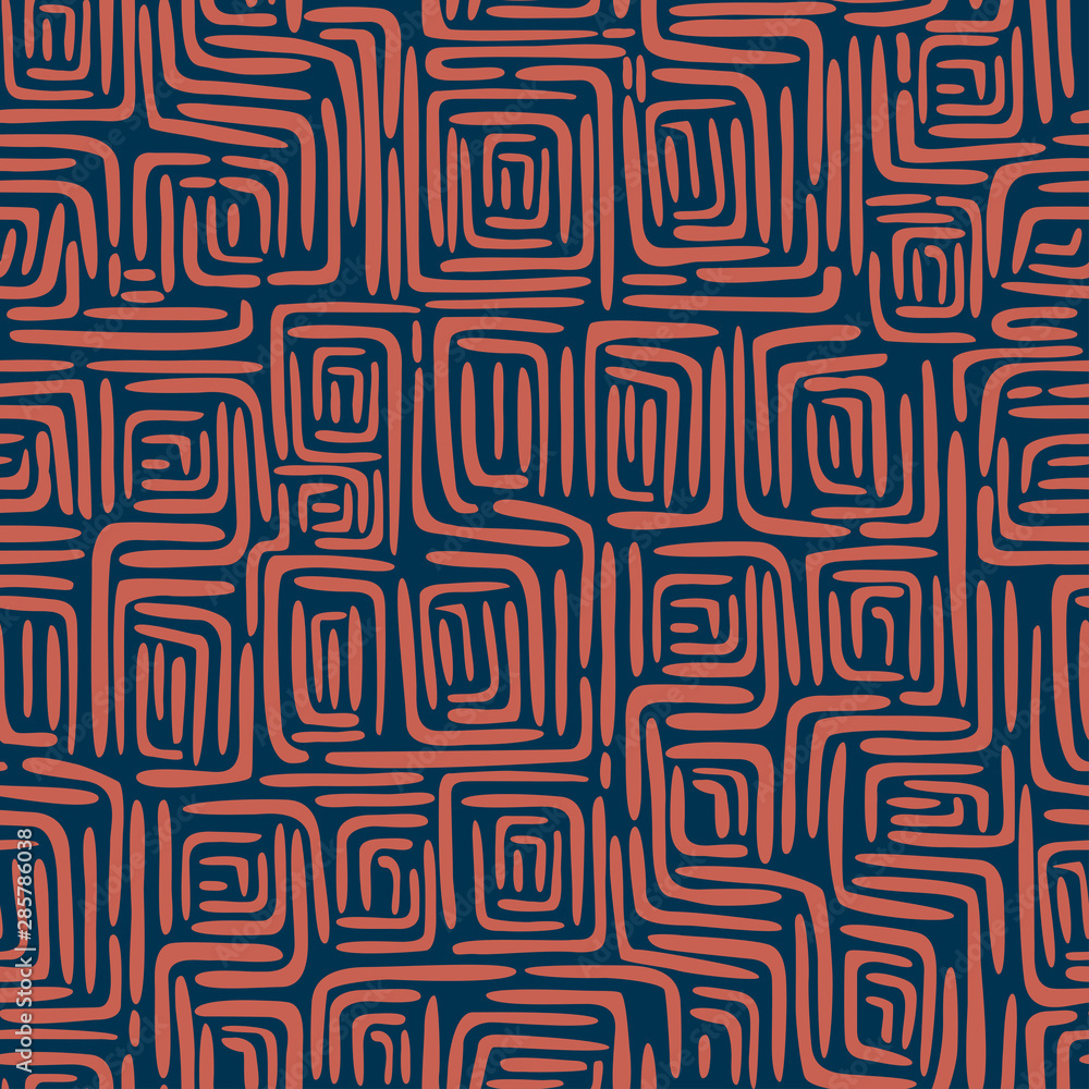 Stylish vector seamless pattern with L-shaped blue figures on khaki backdrop. Bent shapes seamless abstract pattern. Abstract wallpaper. Convoluted figures pattern. Stylish vector seamless pattern with L-shaped blue figures on khaki backdrop. Bent shapes seamless abstract pattern. Abstract wallpaper. Convoluted figures pattern.