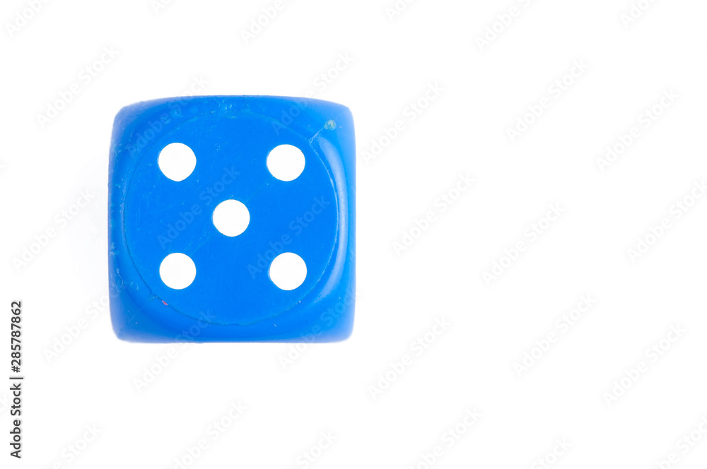 Blue dice isolated on white background.Copy space Blue dice isolated on white background.Copy space