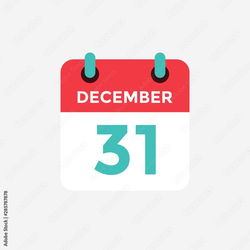 Flat icon calendar 31 December. Date, day and month. Vector illustration. Flat icon calendar 31 December. Date, day and month. Vector illustration.
