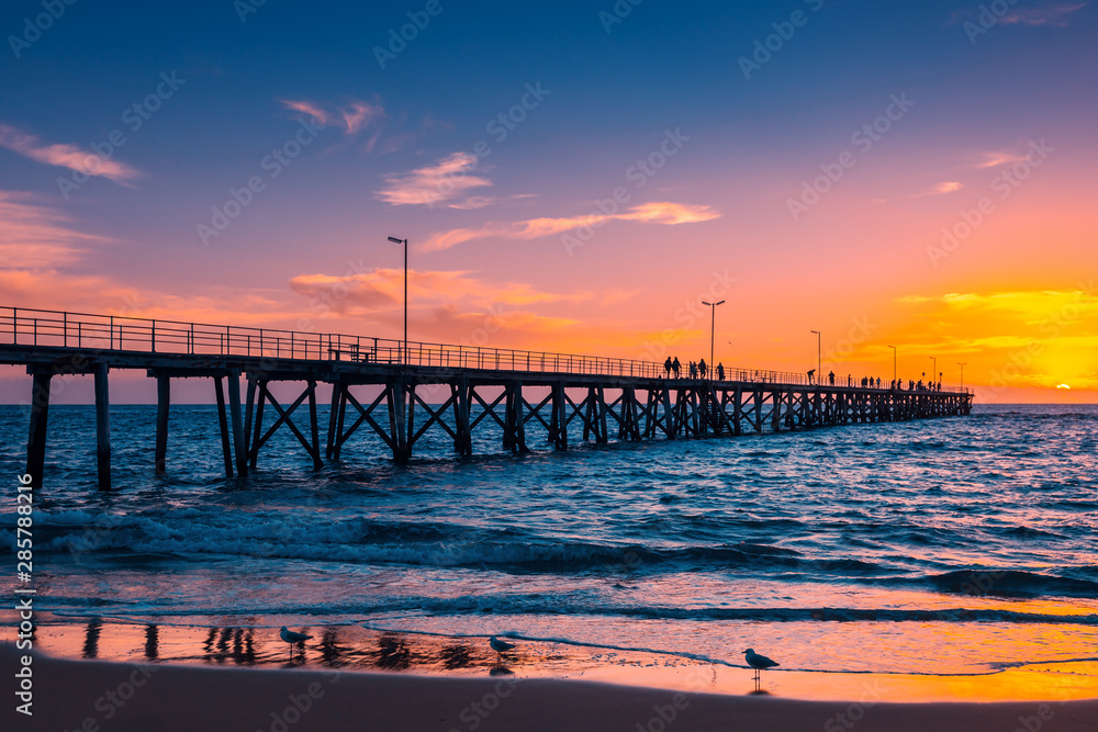 Port Noarlunga jetty at picturesque sunset Port Noarlunga jetty at picturesque sunset