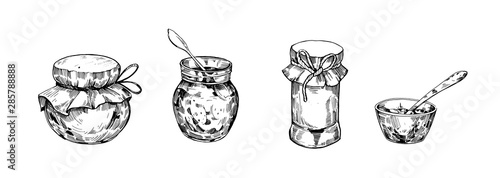 Jar with jam. Hand drawn illustration converted to vector