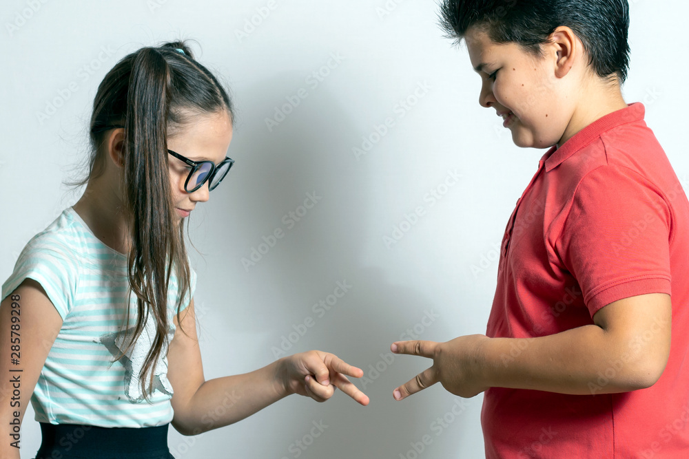 Children play. Rock, paper, scissors Children play. Rock, paper, scissors