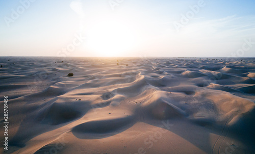 Aerial view of the dunes in the desrt of Dubai, uae